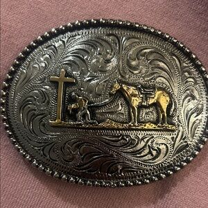 metal belt buckle with cross design | cow boy Belt buckles silver cowboy